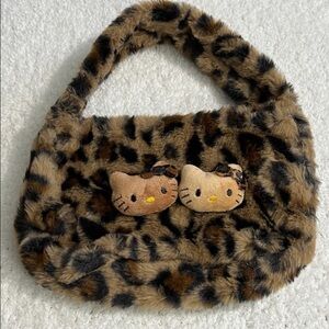 Hello Kitty New in Bag Furry Leopard Print Bag Kids Purse